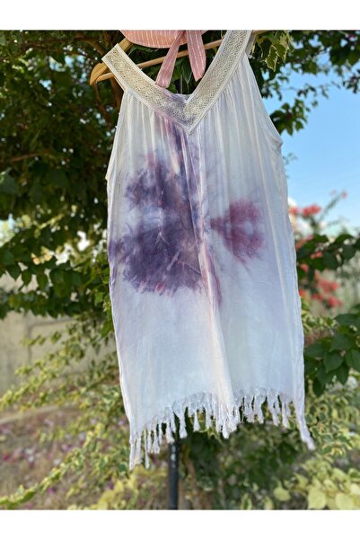 Bohemian Women's Purple Tie-Dye Pattern Flared Beach Dress