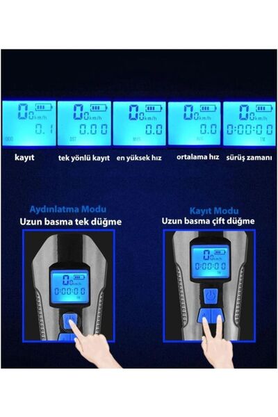 Genel Markalar Bisiklet Lcd Hız Gösterge Km Ekranı Su Geçirmez Şarjlı Led Işık 4 Mod Işık Korna 6 Mod Ses 3 In 1