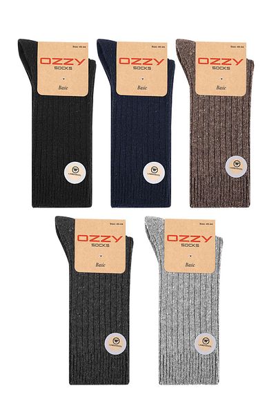 Ozzy Socks 5 чифта зимни мъжки чорапи за сън от агнешка вълна, меки на допир