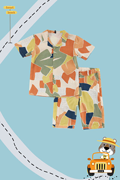 TRENDYOLKIDS Boys' Cotton Shirt and Trousers Set - Tkdss24Au00004