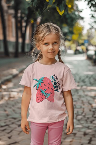 TRENDYOLKIDS Ανοιχτό ροζ μπλουζάκι με παγιέτες φράουλα για κορίτσια - βαμβακερό, κοντομάνικο TKDSS24TS00007