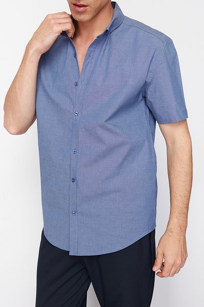 Edit by Trendyol Men's Shirt - Navy Blue, Regular Fit Tmnss24Go00085