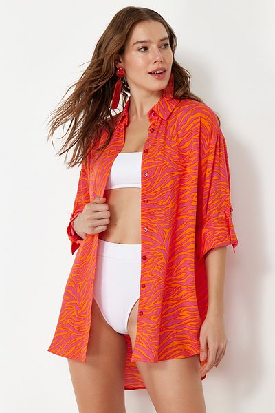 Trendyol Collection Gewebtes Hemd mit TiGer-Muster - TBESS24GO00027