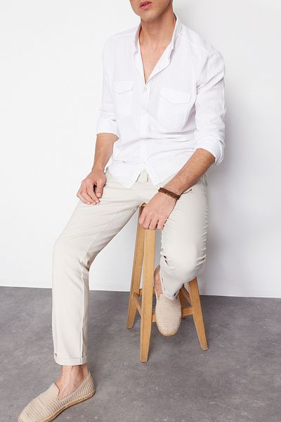 Edit by Trendyol Męska biała koszula - Regular Fit Tmnss24Go00083