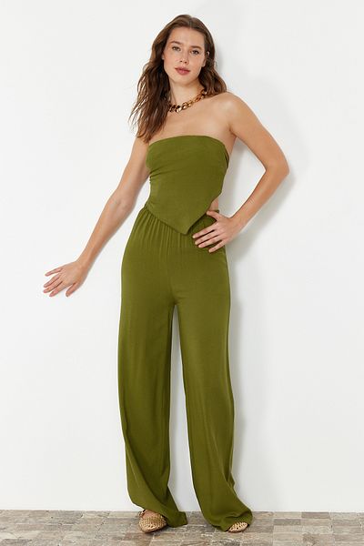 Trendyol Collection Khaki Woven Beach szett - blúz és nadrág TBESS24AU00017