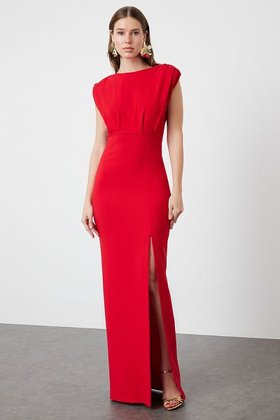 Trendyol Collection Piros szőtt elegáns estélyi ruha éjszakai ballagási ruha TPRSS24AE00087