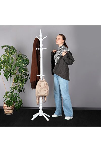 Refilya Masif Ahşap Tornalı Askılık Lake Cilalı Doğal Kayın Ağacı