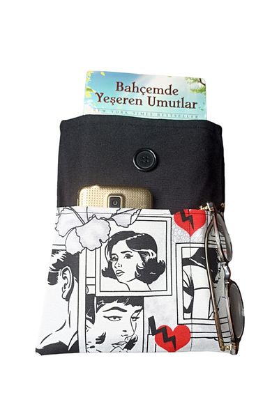 EL YAPIMI Love Love Patterned Book Case with Pockets - Organizer Book Bag