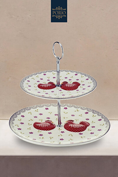Porio Horozlu 2 Katlı Servis Tabağı 26X26 Cm M72-124