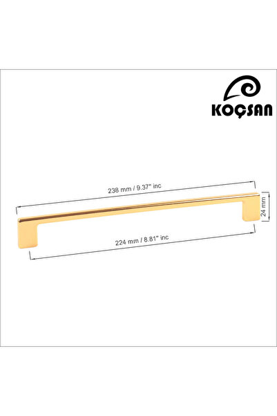 KOÇSAN Mâner delicat din aur de 224 mm Mâner de lux pentru mobilier de bucătărie de țară