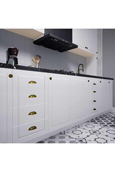 KOÇSAN Mâner Midye Antique Galben 128 Mm Mobilier Bucătărie Country de Lux Mâner Sertar Dulap