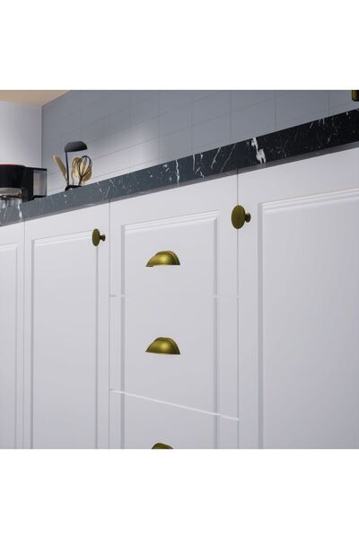 KOÇSAN Mâner Midye Antique Galben 128 Mm Mobilier Bucătărie Country de Lux Mâner Sertar Dulap