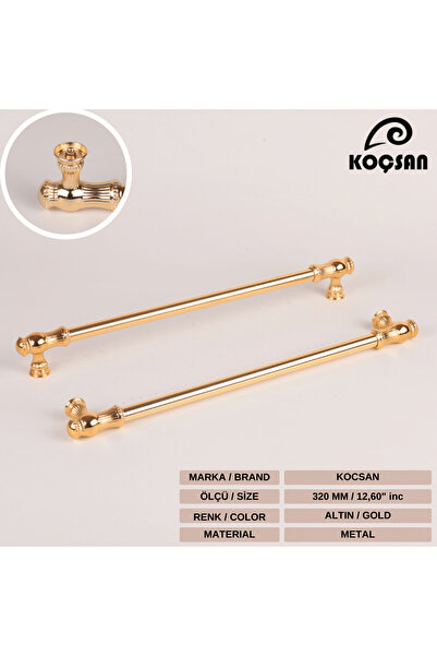 KOÇSAN Sehzade Gold 320 Mm Mâner Mobilier Bucătărie Country de lux Mâner sertar dulap