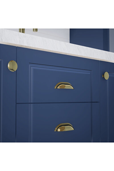 KOÇSAN Midye Altın Düğme Kulp Lüks Country Mutfak Mobilya Dolap Çekmece Kulpu