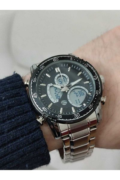 Joefox Men's Wristwatch Digital Analog with Steel Cord 1551