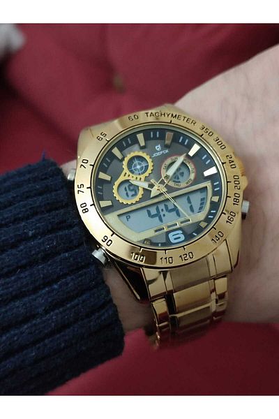 Joefox Men's Wristwatch Digital Analog with Steel Cord 1553