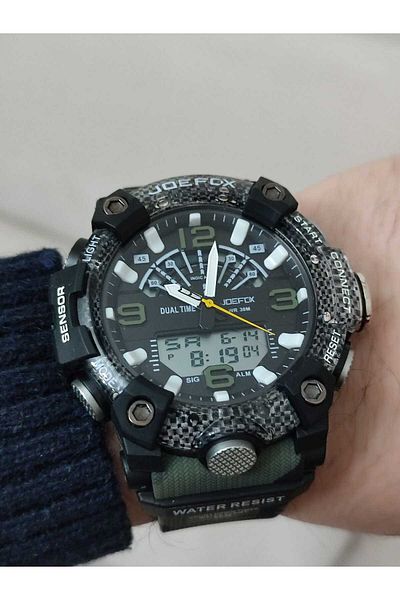 Joefox Men's Black Digital Analog Silicone Cord Wrist Watch 1232