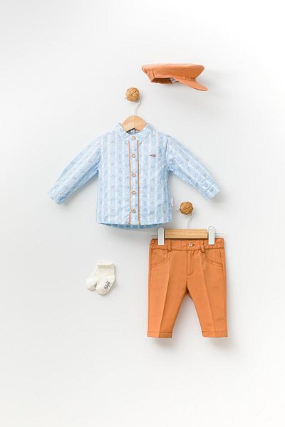 Nexactive Babyhola Special Gift Cutie 100% bumbac Cămașă Pantaloni Pălărie Sosete Costum pentru bărbați 4 piese 13655