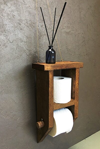 IMKER Dekoratif Masif Ahşap Tuvalet Kağıtlığı Ahşap Banyo Wc Kağıtlık