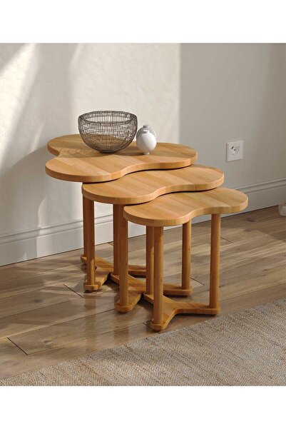 woodizy Doğal Masif Ahşap Glayör Zigon Sehpa