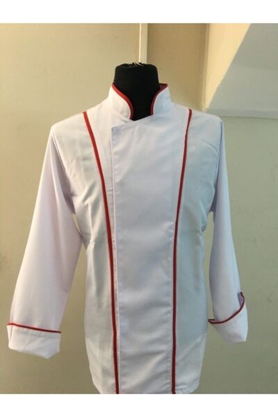ADALILAR İŞ ELBİSELERİ Cook-Kitchen-Restaurant-Jacket (Red Pipe)