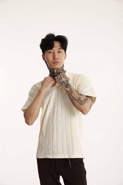 The Champ Clothing Ανδρικό μπλουζάκι Polo Neck Champ Knitwear Stone