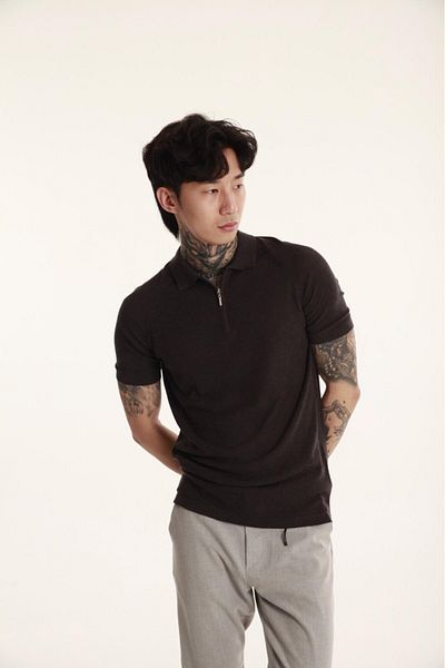 The Champ Clothing Αντρικό μπλουζάκι Anthracite Champ Polo Neck Zippered Knitwear