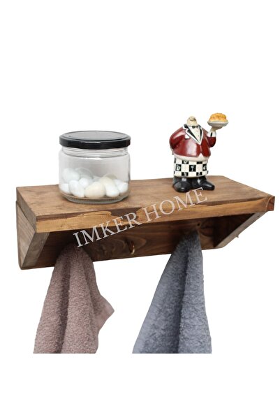 IMKER HOME Ahşap Mutfak Duvar Rafı Havluluk El Bezi Kupa Kepçe Kaşık Havlu Askısı Baharatlık Düzenleyici Terek