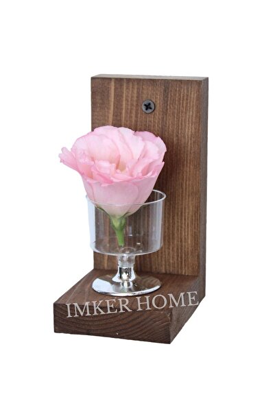 IMKER HOME Dekoratif Doğal Masif Ahşap Duvar Çiçek Biblo Rafı Tekli Duvar Aks...