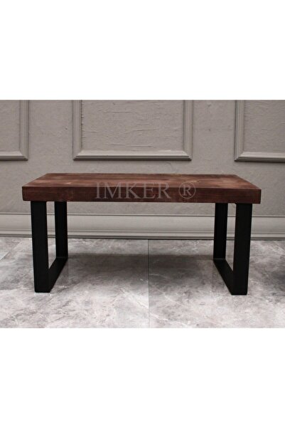 IMKER HOME Masif Doğal Ahşap Özel Tasarım Metal Ayaklı Dikdörtgen Orta Sehpa ...