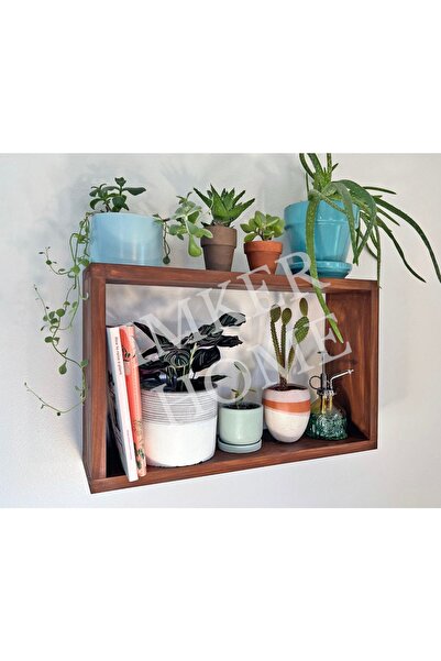 IMKER HOME Dikdörtgen Ahşap Duvar Rafı Uçan Raf Banyo Mutfak Salon Antre Duvar Düzenleyici Organizer Terek