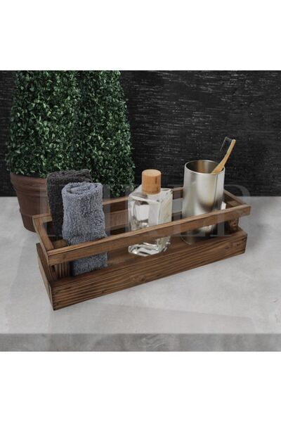 IMKER HOME Rustik Dekoratif Tasarım Ahşap Banyo Düzenleyici Çok Amaçlı Tezgah...