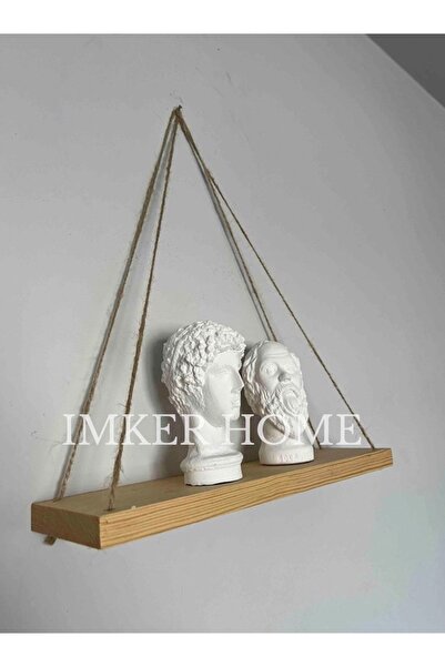 IMKER HOME Masif Ahşap Halatlı Duvar Rafı Banyo Mutfak Salon Duvar Düzenleyic...