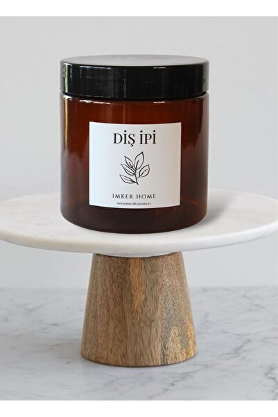 IMKER HOME Amber Diş Ipi Kavanozu Plastik 500ml Kutu Banyo Makyaj Masası Tezg...