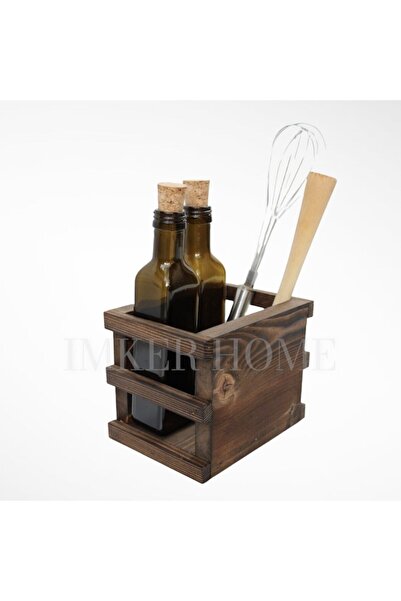 IMKER HOME Dekoratif Ahşap Sosluk Kaşıklık Yağdanlık Ekmeklik Mutfak Tezgah D...