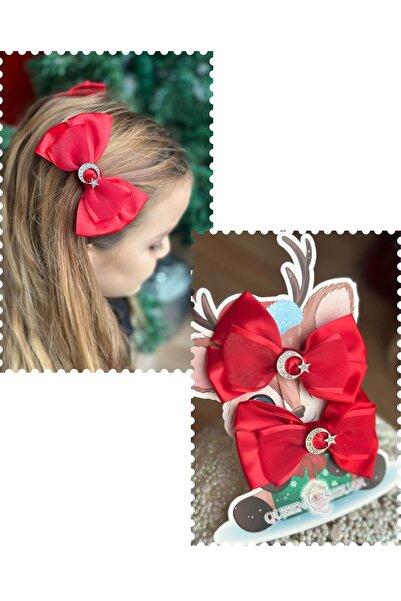 QUEEN AKSESUAR تصميم مخصص مكون من قطعتين من القوس المعدني ذو الطابقين مع العلم التركي ونجمة القمر مع بروش معدني ومشبك كوليت