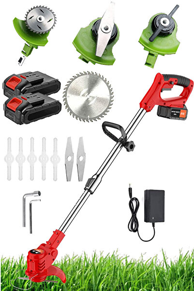 STAXX POWER Samsung Çift Akülü 21 V 2 Ah Kömürsüz Motor Çim Çalı Ot Biçme Tırpanı Teleskopik Uzatma Kolu