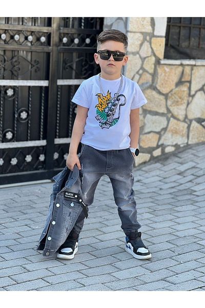 Calisa Jachetă De Blugi Băiat Blugi Pantaloni Cargo Și Tricou Costum Jeans De Sărbători