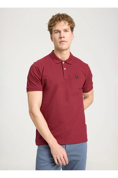 WRANGLER تيشيرت بولو رجالي - أحمر كلاريت، كم قصير، W7D5K4XX2T606