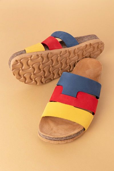 Gondol Papuci de damă colorați din piele naturală - Design confortabil de zi cu zi usl.2514