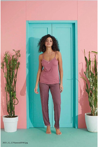 Pijamoni Milan Kumaş Sabahlıklı Üçlü Kadın Pijama Takımı