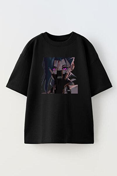 NMG TEKSTİL Μπλουζάκι Ary Jinx Printed Unisex Μαύρο Oversize Βαμβακερό T-shirt