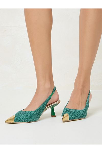Styli Metallic Pointed Toe Slingback Pumps