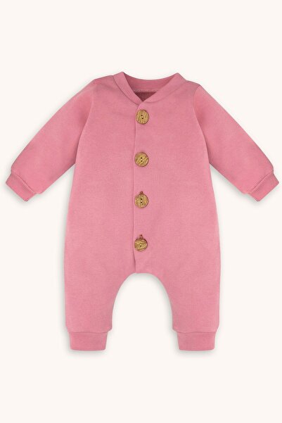 bebizu Ribanalı Boydan Düğmeli Bebek Tulumu