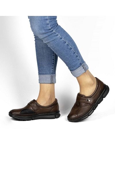 BELOX Pantofi de damă din piele naturală ortopedică maro proeminență osoasă