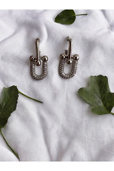 Brillo Çelik Zirkon Taşlı Tiffany Model Küpe