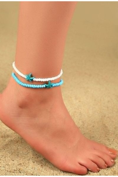 Lade Women's Blue White Beaded Star Combination