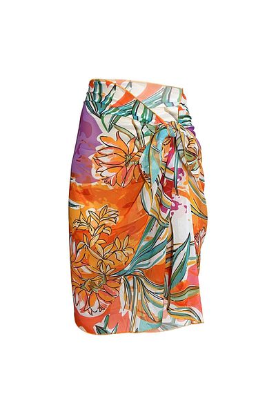 Bolder Tara Orange Orange Floral Chiffon Pareo (147*70)