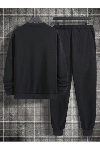 DAXİS Sportwear Company Ανδρικό σετ αθλητικής φόρμας με στάμπα - Φούτερ Jogger Crew Neck Sweat