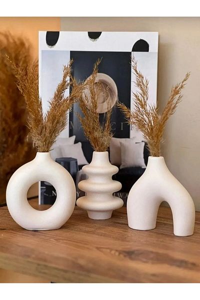 civetta 3-Piece Minimal Scandinavian Style Vase Set - Bohemian, Pinterest, Decorative, Object, Pampas Vase